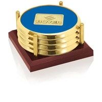 Four Coasters with Solid Cherry Tray... from ASI 40480 Koozie Group