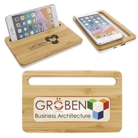 Bamboo Wireless Charging Pad with Phone Stand... from ASI 40480 Koozie Group