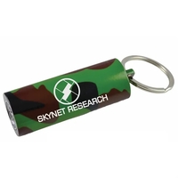 Aluminum camo flashlight equipped with three white LED lights and...
