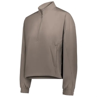 Ladies' cropped half-zip pullover with a side zippered pocket, elastic...