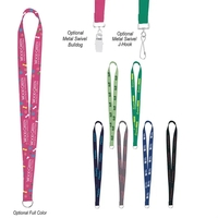 Polyester lanyard with screen printed imprint and "O" ring that measures......
