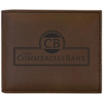 Dark Brown Leatherette Bifold Wallets with Flip ID