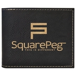 Black/Gold Leatherette Bifold Wallets with Flip ID
