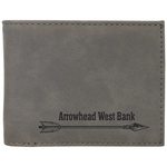 Gray Leatherette Bifold Wallets with Flip ID