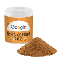 Customizable shaker filled with 1 oz. of fish & seafood seasoning... from ASI...