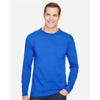 Adult pre-shrunk 100% cotton long sleeve t-shirt with a pocket, union... from...