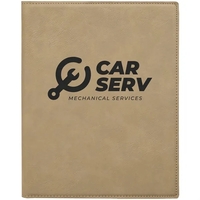 1.5" x 9.5" x 12" portfolio made of light brown leatherette... from ASI 74601...