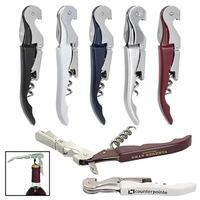 Double hinged corkscrew wine bottle opener with 1 color silkscreen imprint......