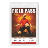 Event-size vinyl badge holders feature one large vertical pocket - perfect......