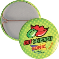 Round 1" laminated button with lock pin and metal back... from ASI 54100...