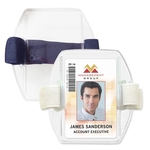 Vertical ArmBand Style Clear Vinyl Badge Holders with Strap