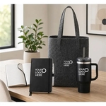 Eco Friendly Set with Felt Shopper, Journal and Tumbler