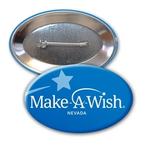 1.75" x 2.75" oval shaped button with safety pin backing and... from ASI...