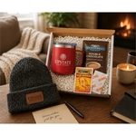 Winter Warm-Up Gift Box with Mug, Beanie & Hot Cocoa