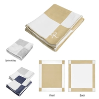 53" x 67" throw blanket made of 100% acrylic with whipstitch.... from ASI...