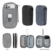 Tech organizer with two zippered compartments and multiple interior...