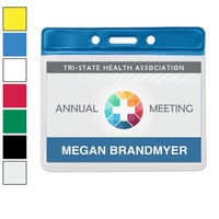 Event-size vinyl badge holders feature a clear pocket with a color... from...
