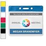Large Horizontal Vinyl Badge Holders with Color Bar, 4" x 3"