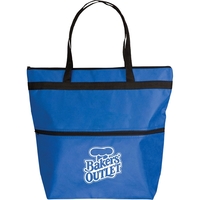 Fashion tote bag with zippered front pocket and zipper top closure..... from...