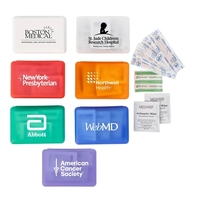 Translucent plastic first aid kit featuring four 3" x 3/4" bandages,... from...