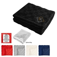 50" x 60" checkered Sherpa blanket made with rPET materials.... from ASI...