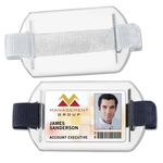 Horizontal ArmBand-Style Clear Vinyl Badge Holders w/ Strap