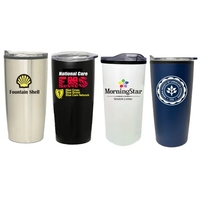 Double wall stainless steel tumbler with transparent slide lid, 20 oz.......
