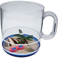 12 oz. Clear Plastic Mug with beach theme compartment bottom and... from ASI...