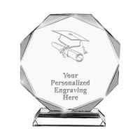 Transparent crystal honor award trophy plus laser engraving on 1 location......