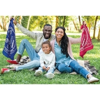 27" x 27" solid colored, flat hemmed bandannas made of 100%... from ASI 44020...