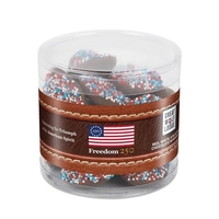 Container of patriotic chocolate nonpareils.... from ASI 44900 NC Custom...