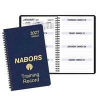 Wire-bound, large bold print weekly desk planner with leatherette cover.......