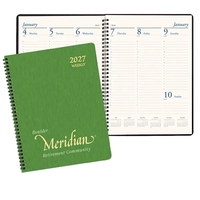 Wire-bound, professional weekly desk planner with shimmer cover.... from ASI...