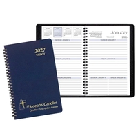 Wire-bound, weekly desk appointment planner with leatherette cover.... from...