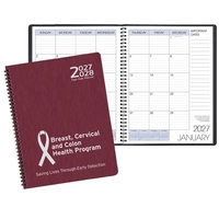 Wire-bound two year monthly desk planner with shimmer cover.... from ASI...
