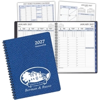 Refillable wire bound time management planner with frosted vinyl cover.......