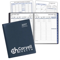 Refillable wire bound time management planner with continental vinyl...