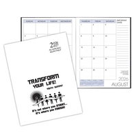 White economy, saddle-stitched academic monthly desk planner.... from ASI...