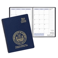 Wire-bound academic monthly desk planner with leatherette cover.... from ASI...