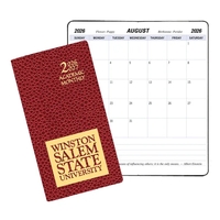 Saddle-stitched academic monthly pocket planner with cobblestone cover.......