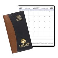 Saddle-stitched academic monthly pocket planner with carriage vinyl cover.......