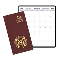 Saddle-stitched academic monthly pocket planner with continental vinyl...