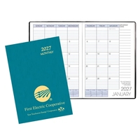 Saddle stitched monthly desk appointment planner with shimmer cover.... from...