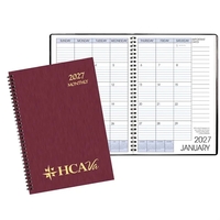 Wire bound monthly desk appointment planner with shimmer cover.... from ASI...