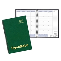 Wire-bound monthly desk appointment planner with leatherette cover.... from...