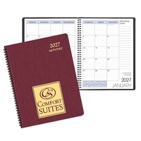 Wire-bound monthly desk appointment planner with shimmer cover.... from ASI...