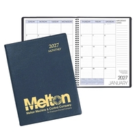 Refillable, wire-bound monthly desk appointment planner with vinyl cover.......