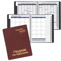 Monthly planner, 9" x 11" wire bound. December thru December. Leatherette......