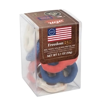Container of patriotic chocolate mini pretzels.... from ASI 44900 NC Custom...