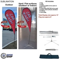 48Hr Quick Ship -12' Medium tear drop flag kit full color... from ASI 53509...